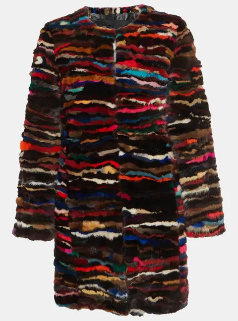 Diane von Furstenberg Multicolor Mink Fur Mid Length Coat S