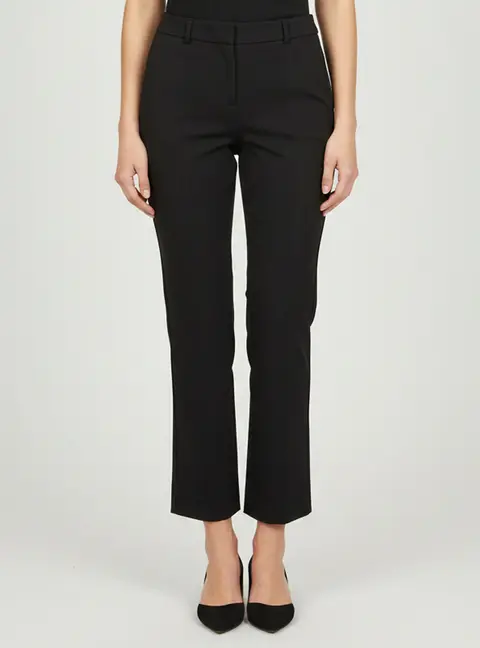 Diane Von Furstenberg Black Stretch Cotton Straight Fit Pants M