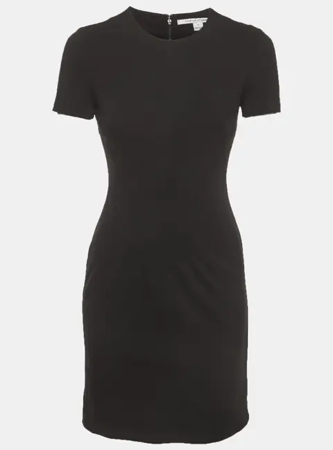Diane Von Furstenberg Black Stretch Crepe Short Sleeve Mini Dress XS