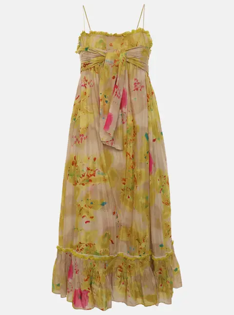 Diane Von Furstenberg Multicolor Printed Chiffon Belted Dress S