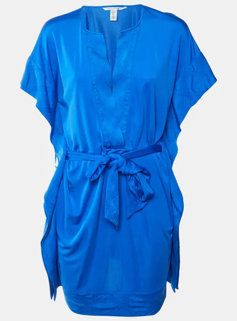 Diane Von Furstenberg Blue Jersey Kimono Sleeve Tuvallu Kaftan Dress S