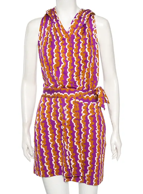Diane von Furstenberg Multicolored Silk Mylene Mini Wrap Dress S