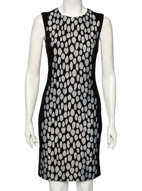 Diane von Furstenberg Black Knit And Textured Inset Detailed Tilda Dress S