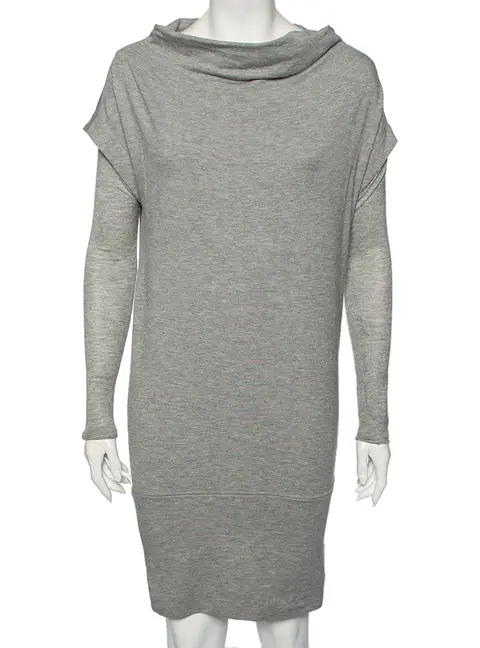 Diane von Furstenberg Grey Knit Financier Sweatshirt Dress S