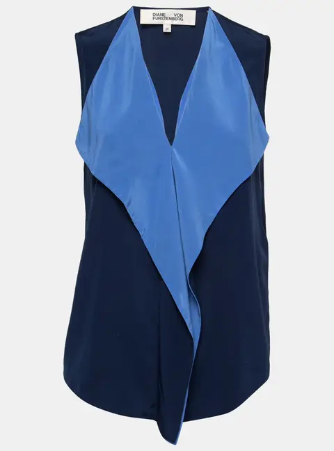 Diane von Furstenberg Blue Silk Sleeveless Top XS