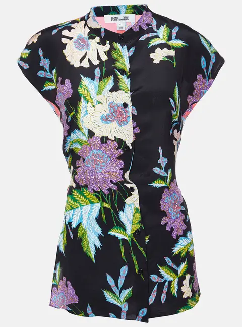 Diane Von Furstenberg Multicolor Printed Silk Blouse M