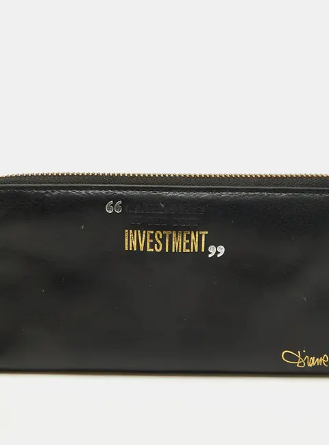 Diane Von Furstenberg Black Leather Zip Around Wallet