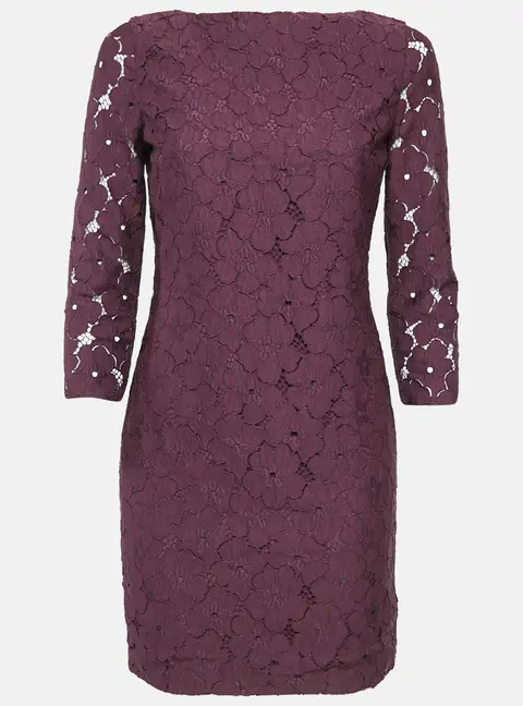 Diane Von Furstenberg Burgundy Sarita Flower Lace Shift Dress S