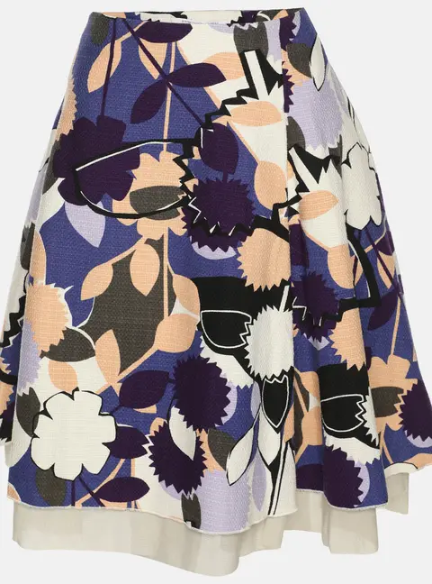 Diane Von Furstenberg Multicolor Printed Canvas Adella Midi Skirt M