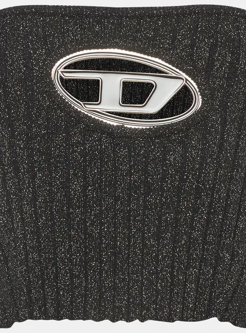 Diesel Black Lurex Knit Logo Detail Tube Top M