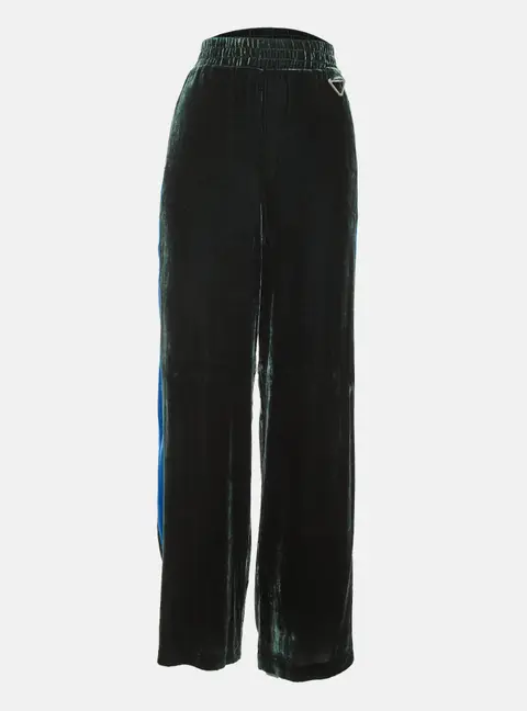 Dion Lee Green/Blue Velvet Straight Fit Trousers M