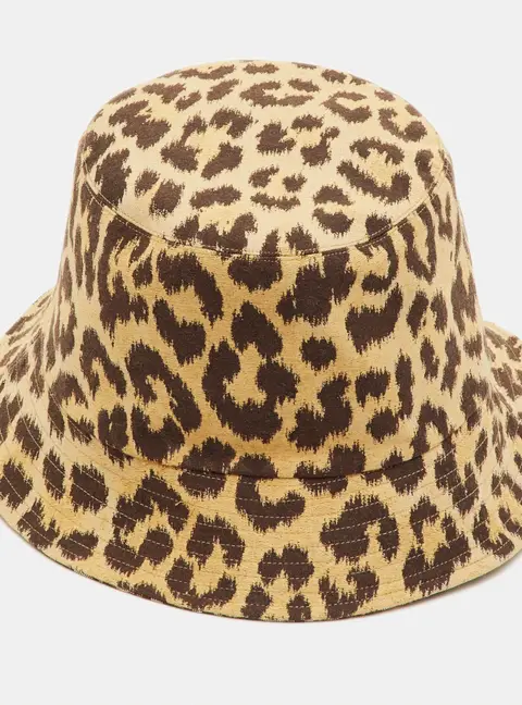 Dior Beige Oblique Leopard Pattern Reversible Bucket Hat Size 57