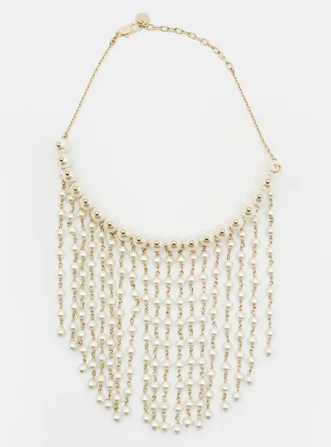 Dior Faux Pearl Gold Tone Choker Necklace
