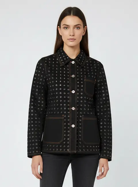 Dior Black Riveted Denim Button Front Jacket M