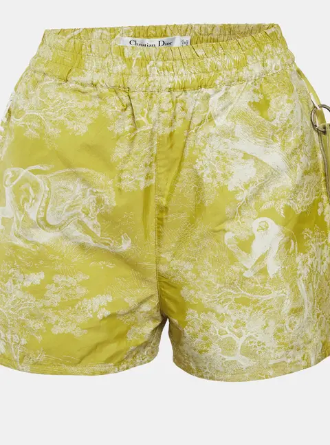 Christian Dior Lime Green Toile de Jouy Jacquard Short S