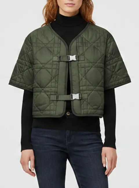 Dior Green Cannage Nylon Cropped Blazer S