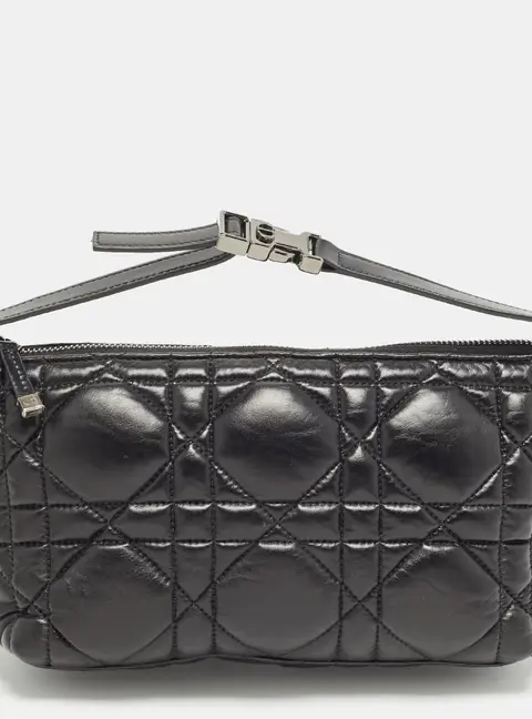Dior Diortravel Nomad Medium Black Macrocannage Leather Pouch