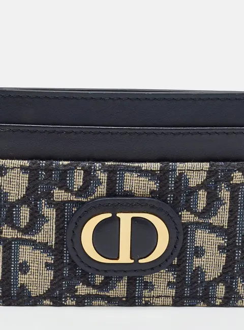 Dior 30 Montaigne Freesia Blue Oblique Canvas and Leather Card Holder