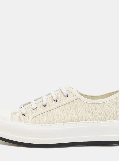 Dior Walk'n'Dior Size 39.5 Cream/White Oblique Canvas Low Top Sneakers