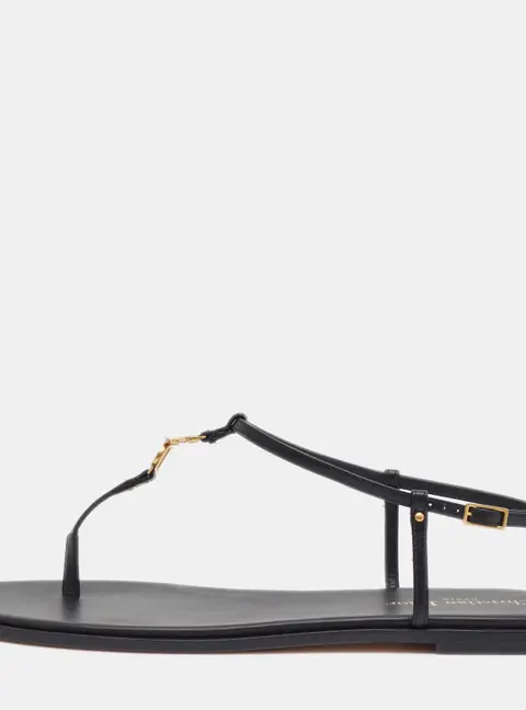 Dior C'est Size 41 Black Leather Ankle Strap Thong Flats
