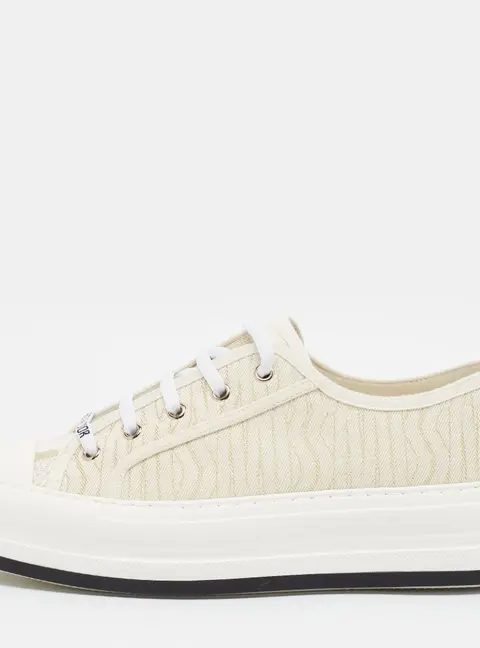 Dior Walk'n'Dior Size 40 Gold/White Canvas Low Top Sneakers