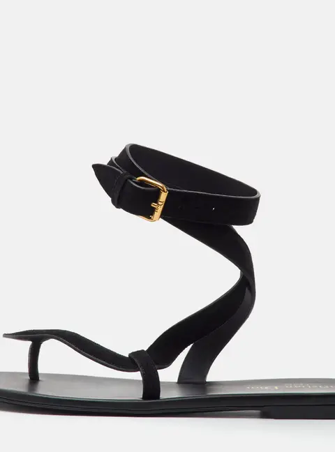 Dior Dior Up Size 39 Black Suede Ankle Wrap Flats