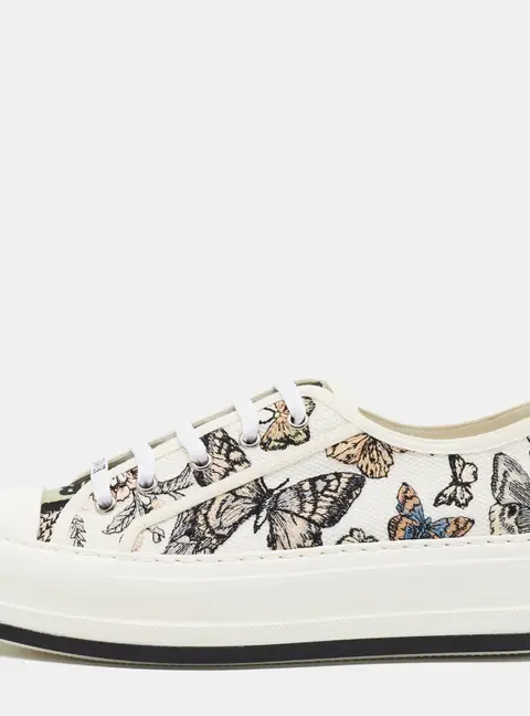 Dior Walk'n'Dior Size 39.5 Multicolor Jacquard Butterfly Embroidered Platform Lace Up Sneakers
