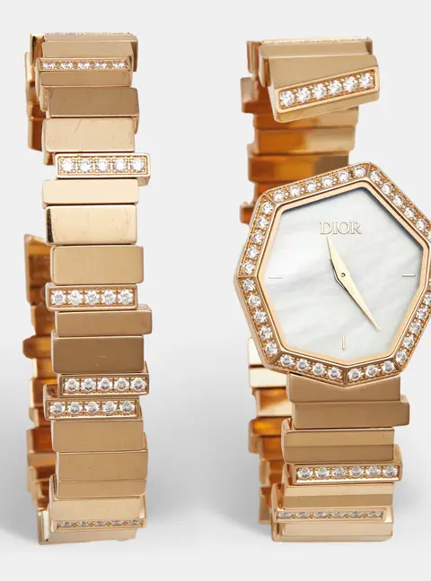 Dior Gem Dior CD18117X1001 White Mother Of Pearl Dial 18k Rose Gold Diamond Women's Wristwatch 24.50 mm With Bracelet