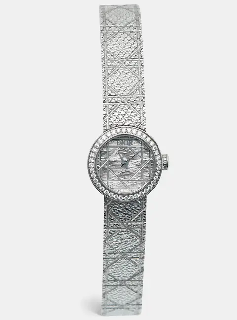 Dior La Mini D My Dior CD04011X1247 Silver Dial Stainless Steel Diamond Women's Wristwatch 19 mm
