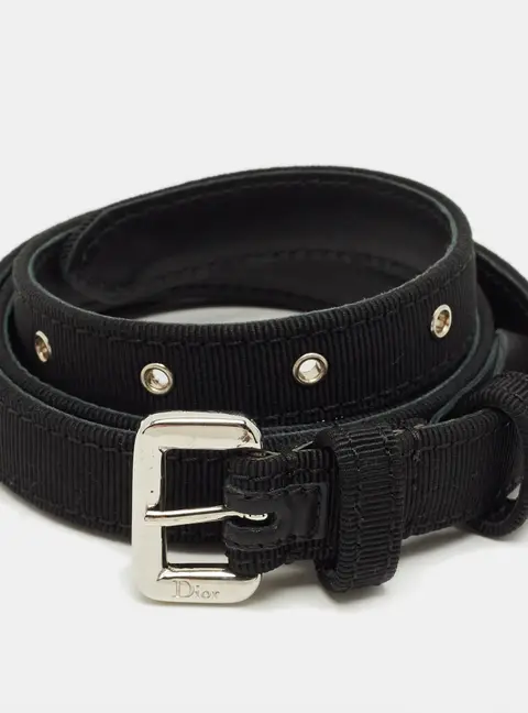 Dior Black Fabric Slim Buckle Belt