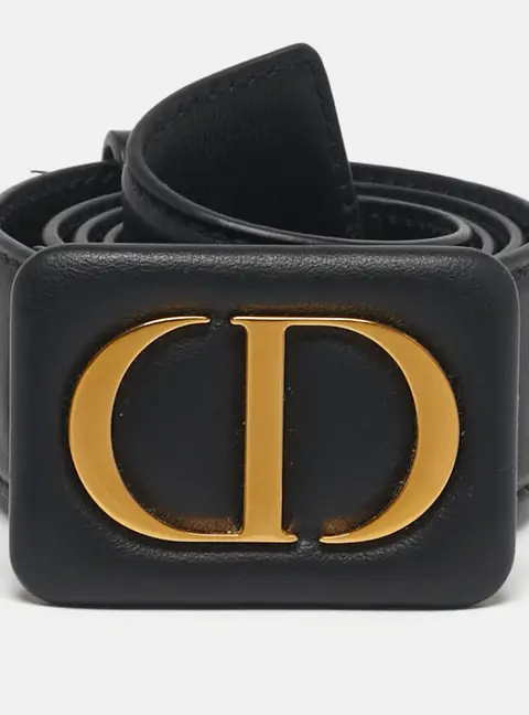 Dior CD Logo 70 CM Waist Belt Black Leather