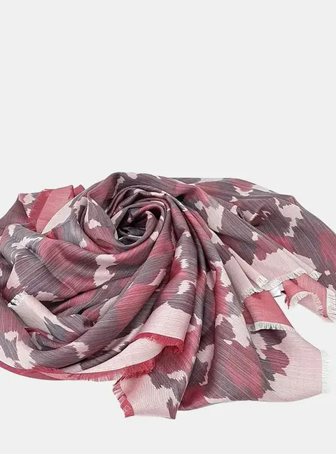 Christian Dior Red Silk, Wool Shawl and Muffler