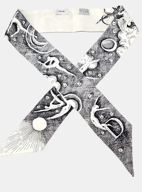 Christian Dior Black White Twilly Scarf