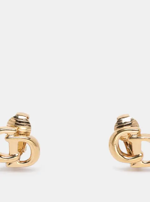 Dior Gold Tone CD Logo Clip On Earrings