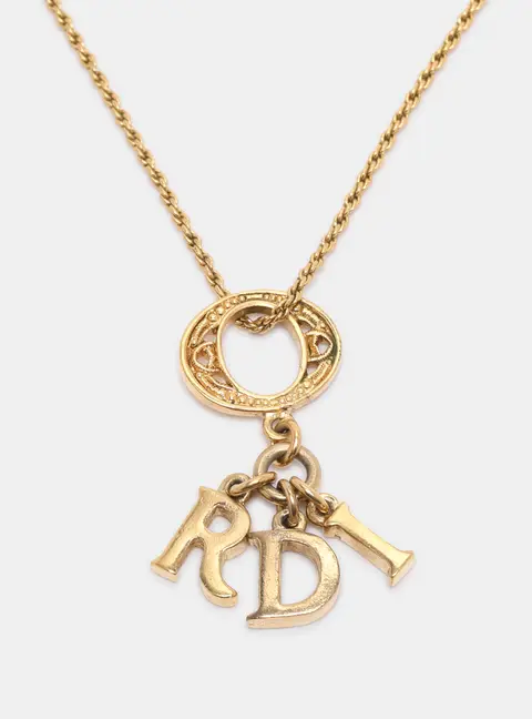Dior Gold Tone Lady Dior Pendant Necklace