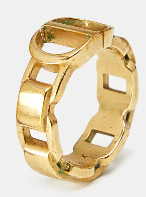 Dior CD Gold Tone Ring Size 56