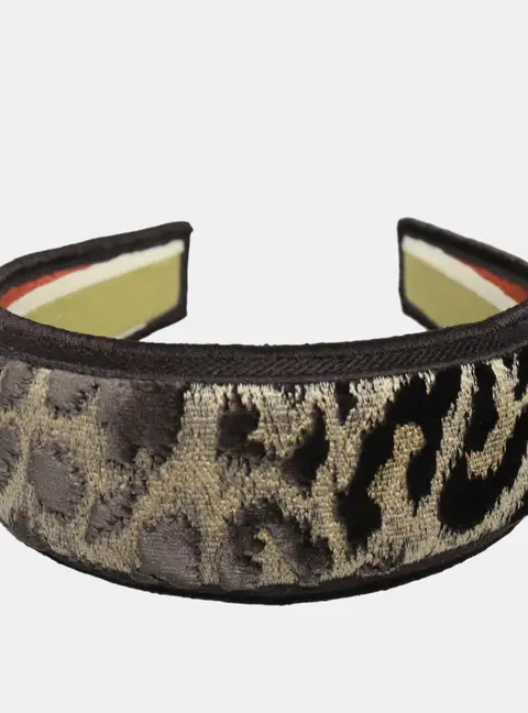 Dior Mizza Grey Embroidered Velvet Women's Headband