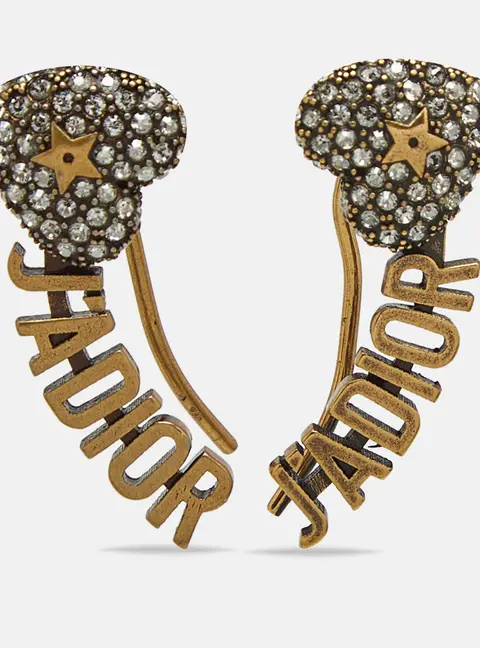Dior J'Adior  Crystal  Heart Gold Tone Earrings