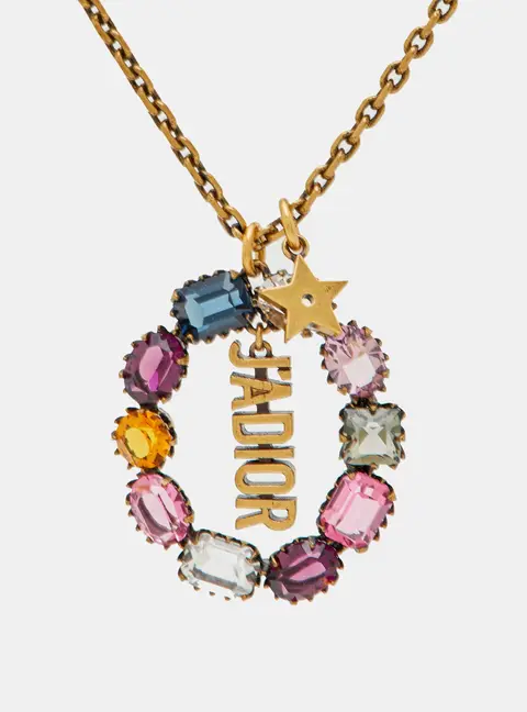 Dior J'Adior Crystal Gold Tone Pendant Necklace