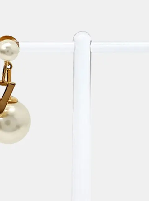 Christian Dior Tribal Gold Pearl Earrings