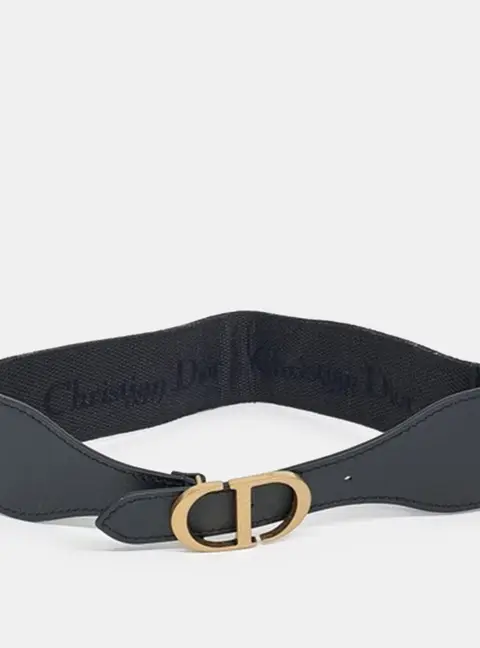 Christian Dior Black Gold Tone Buckle Belt