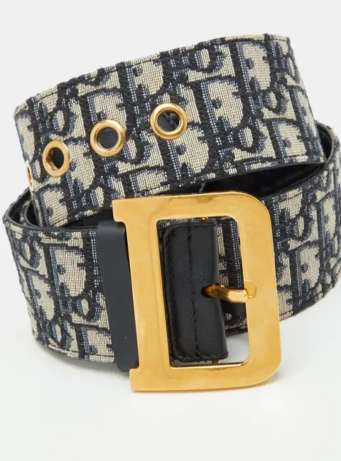 Dior Diorquake 80CM Navy Blue Oblique Canvas Buckle Belt