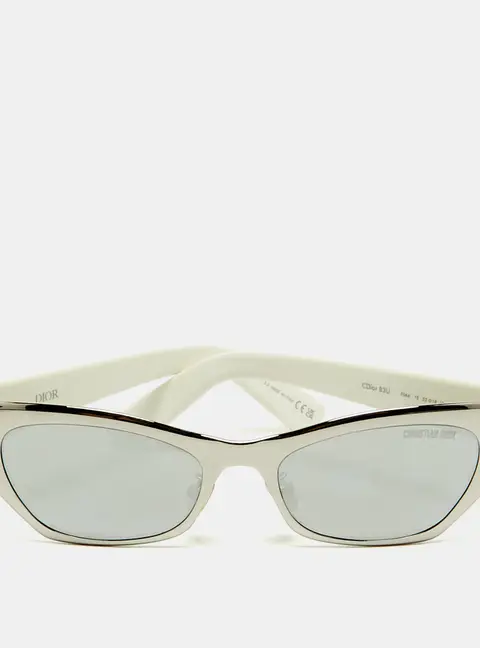 Dior White/Silver Mirrored Cdior B3U F04A Cat Eye Sunglasses