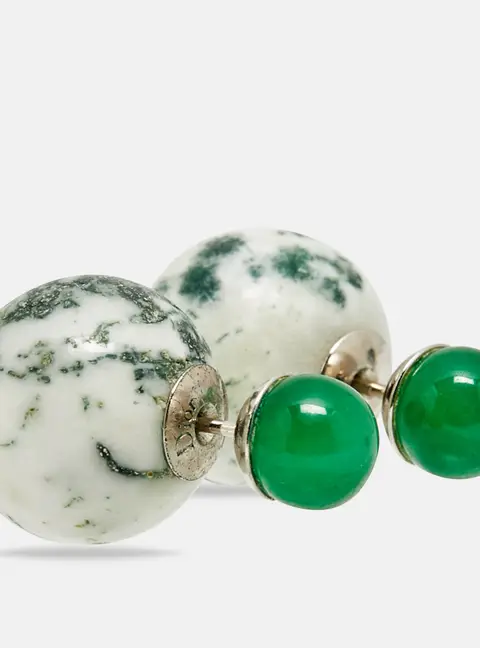 DiorMise en Tribale Moss Agate Dyed Quartzite Silver Tone Earrings
