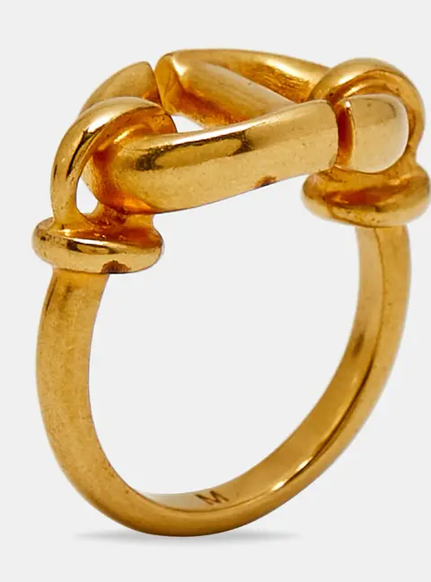 Dior CD Navy Gold Tone Ring Size 49