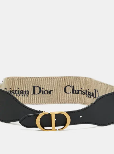 Dior CD Logo 80CM Buckle Belt Navy Blue Oblique Canvas and Leather