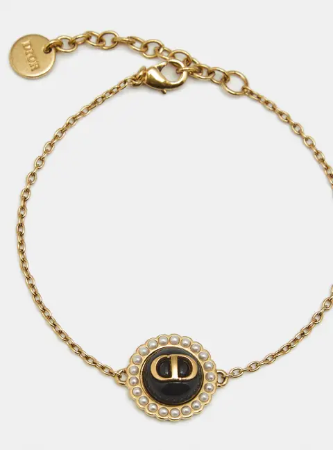 Dior Petit CD Baroque Resin Faux Pearl Gold Tone Bracelet