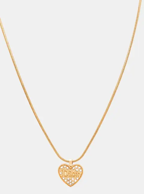 Dior Heart Crystals Gold Tone Necklace