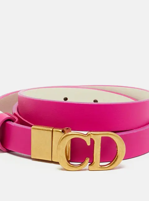 Dior 30 Montaigne 85 CM Reversible Buckle Belt Pink/White Leather