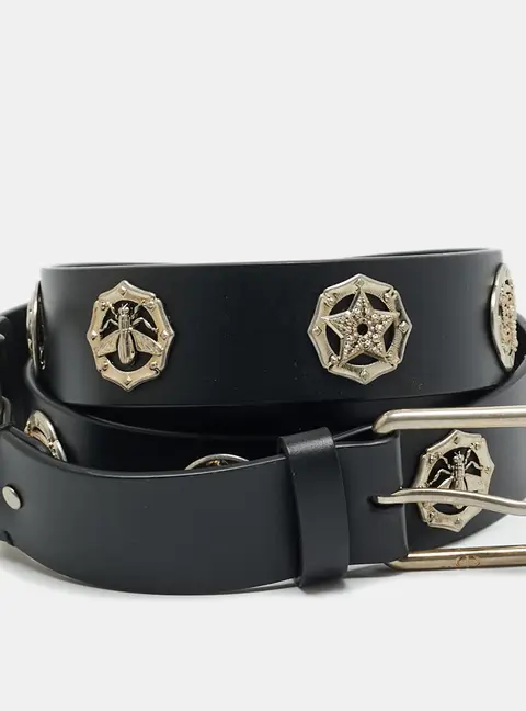 Dior Studded 95CM Buckle Belt Black Leather